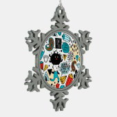 Crazy head tin sneeuwvlok ornament (Links)