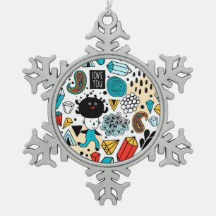 Crazy head tin sneeuwvlok ornament