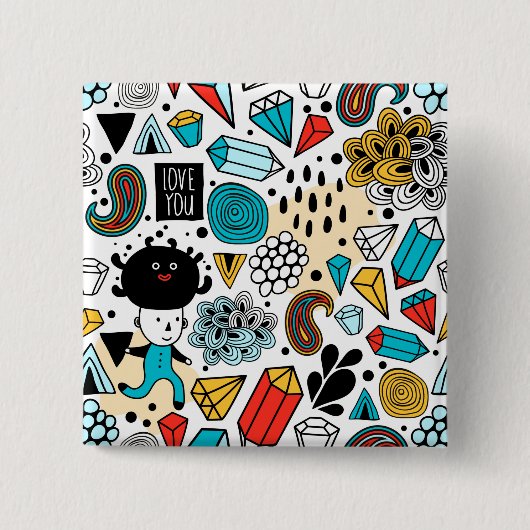 Crazy head vierkante button 5,1 cm (Voorkant)