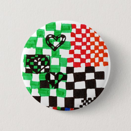 Crazy HeartQuilt Speld Ronde Button 5,7 Cm (Voorkant)