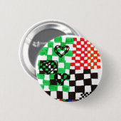 Crazy HeartQuilt Speld Ronde Button 5,7 Cm (Voorkant /achterkant)