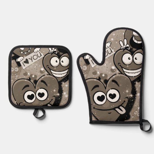 Crazy Hearts Ovenwant & Pannenlap Set (Voorkant)
