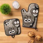 Crazy Hearts Ovenwant & Pannenlap Set (Top down)