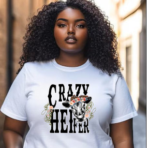 Crazy Heifer - Bloemen Koe T-shirt