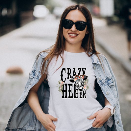 Crazy Heifer - Bloemkoe T-shirt