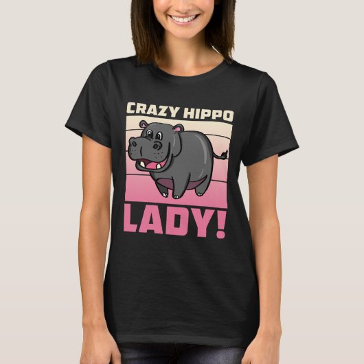 Crazy Hippo Lady - Funny Retro Hippo Shirt (Voorkant)
