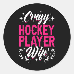 Crazy Hockey Speler Vrouw Olympisch IJshockey Veld Ronde Sticker