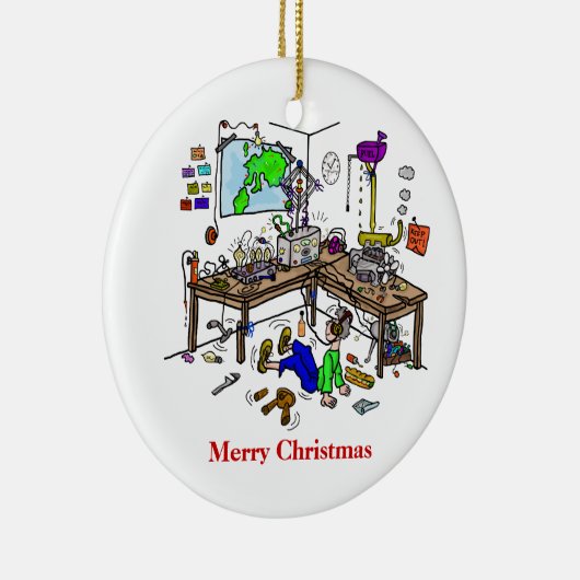 Crazy Homebrew Ham Radio Shack kerstversiering Keramisch Ornament (Rechts)
