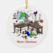 Crazy Homebrew Ham Radio Shack kerstversiering Keramisch Ornament (Voorkant)