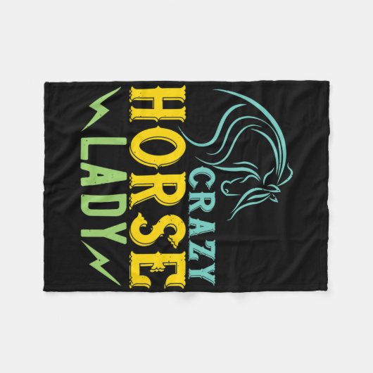 Crazy Horse Lady Horse Lover Vrouwen Paardrijden Fleece Deken (Voorkant (Horizontaal))