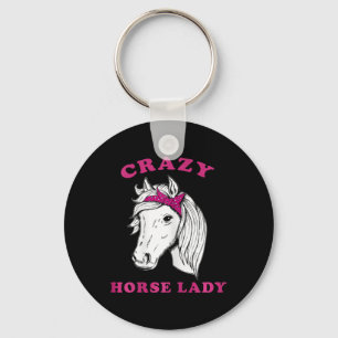 Crazy Horse Lady Horseback Riding Horses Fun Sleutelhanger