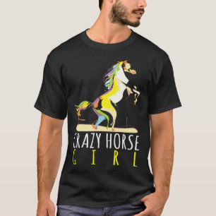 Crazy Horse Meisje Paardrijden Equestrian Paard T-shirt