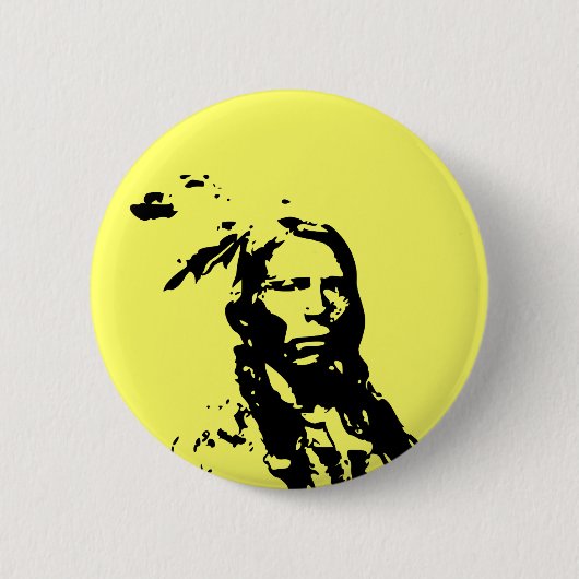 Crazy Horse Native American Ronde Button 5,7 Cm (Voorkant)