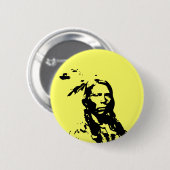 Crazy Horse Native American Ronde Button 5,7 Cm (Voorkant /achterkant)