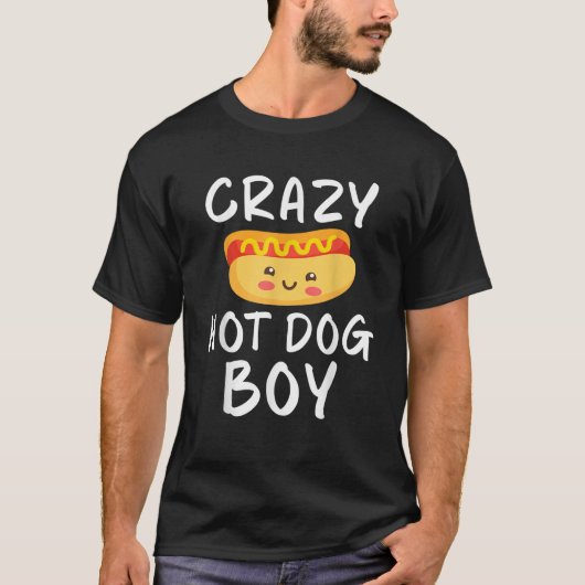 Crazy Hot Dog Boy Hot Hondenliefhebber T-shirt (Voorkant)