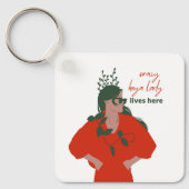 Crazy hoya dame woont hier grappig Plant hobby Sleutelhanger (Voorkant)