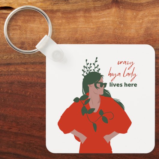 Crazy hoya dame woont hier grappig Plant hobby Sleutelhanger (Voorkant)