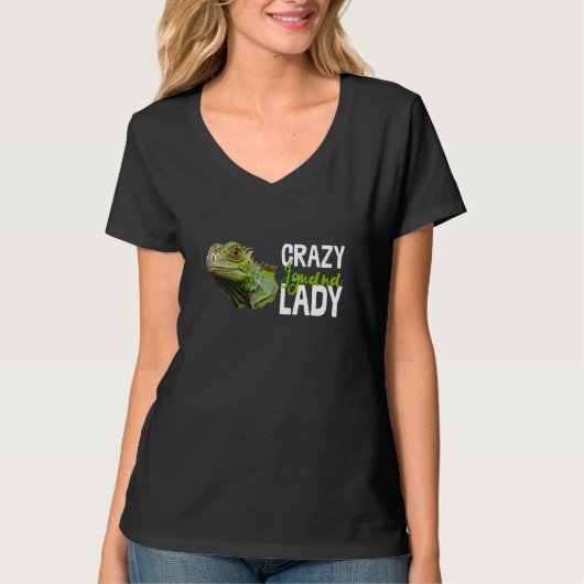 Crazy Iguana Lady Reptile Lizard Animal Novelty T-shirt (Voorkant)