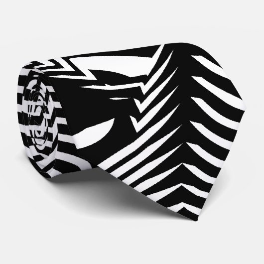 Crazy in Black en White Pattern Stropdas (Opgerold)