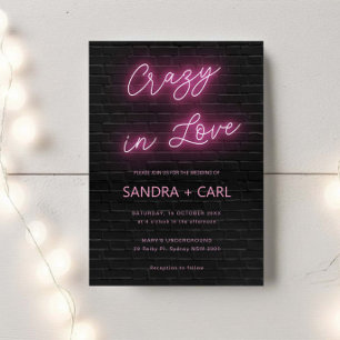 Crazy in Love Neon Glow Light Invitation Kaart