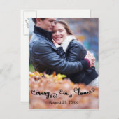 Crazy in Love Photo - Vertical Save/Date Briefkaar Aankondigingskaart (Voorkant / Achterkant)