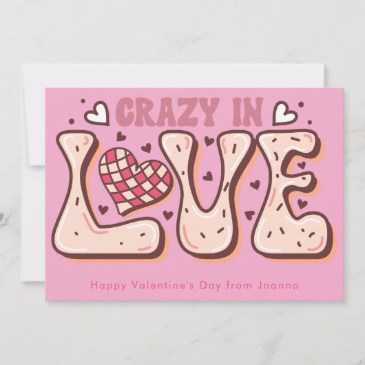 Crazy in love retro valentijnsdag feestdagenkaart (Voorkant)