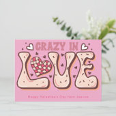 Crazy in love retro valentijnsdag feestdagenkaart (Staand voorkant)