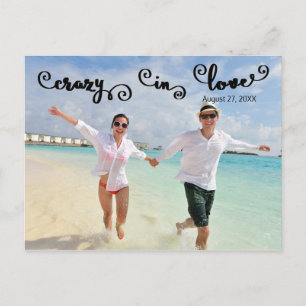 Crazy in Love - Save the Date Post Card Aankondigingskaart