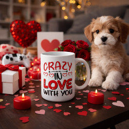 Crazy in Love Valentijnsdag Typografie Koffiemok
