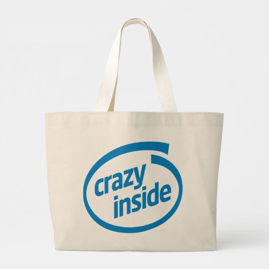 Crazy inside grote tote bag (Achterkant)