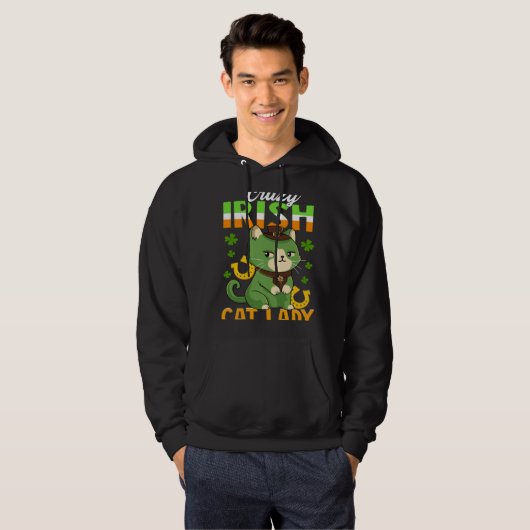 Crazy Irish Cat Lady  Saint Patrick s Hoodie (Voorkant volledig)