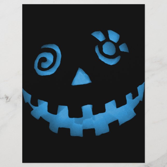 Crazy Jack O Lantern Pumpkin Face Blue (Voorkant)
