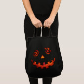 Crazy Jack O Lantern Pumpkin Face Oranje Tote Bag (Voorkant (product))