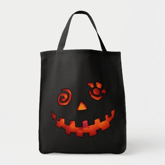 Crazy Jack O Lantern Pumpkin Face Oranje Tote Bag (Voorkant)