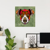Crazy Jack Russell Terrier-hond met de hand geschi Poster (Thuiskantoor)