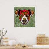 Crazy Jack Russell Terrier-hond met de hand geschi Poster (Keuken)