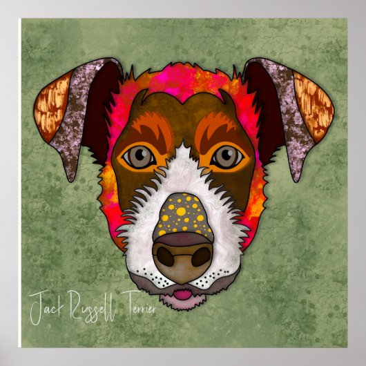 Crazy Jack Russell Terrier-hond met de hand geschi Poster (Voorkant)
