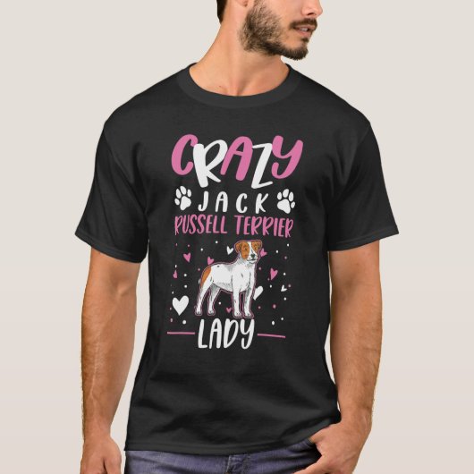 Crazy Jack Russell Terrier lady Jack Russell Terri T-shirt (Voorkant)