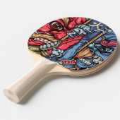 Crazy Japan Samurai Dragon Graffiti Tafeltennisbatje (Voorkant Gekanteld)