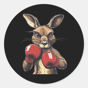 Crazy Kangaroo met bokshandschoenen voor een wilde Ronde Sticker