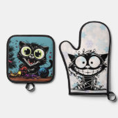 Crazy Kat Christmas Ovenwant & Pannenlap Set (Voorkant)