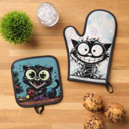 Crazy Kat Christmas Ovenwant & Pannenlap Set