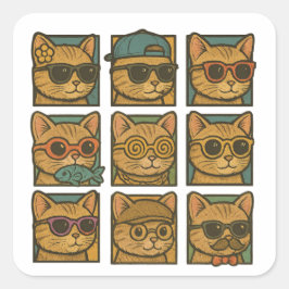Crazy Kat Club Vierkante Sticker
