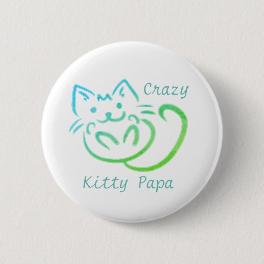Crazy Kat Papa Cute Kat Abstract Ronde Button 5,7 Cm (Voorkant)