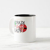 Crazy kerstdame - Grappig kerstfeest voor vrouwen Tweekleurige Koffiemok (Voorkant links)