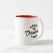 Crazy kerstdame tweekleurige koffiemok (Voorkant rechts)