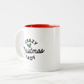 Crazy kerstdame tweekleurige koffiemok (Voorkant links)