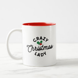 Crazy kerstdame tweekleurige koffiemok