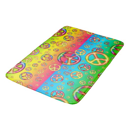 Crazy Kinder Colors-PEACE OUT-Large Bath Mat (Gekanteld)