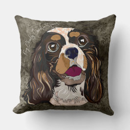 Crazy King Charles Cavalier handgeschilderd Kussen